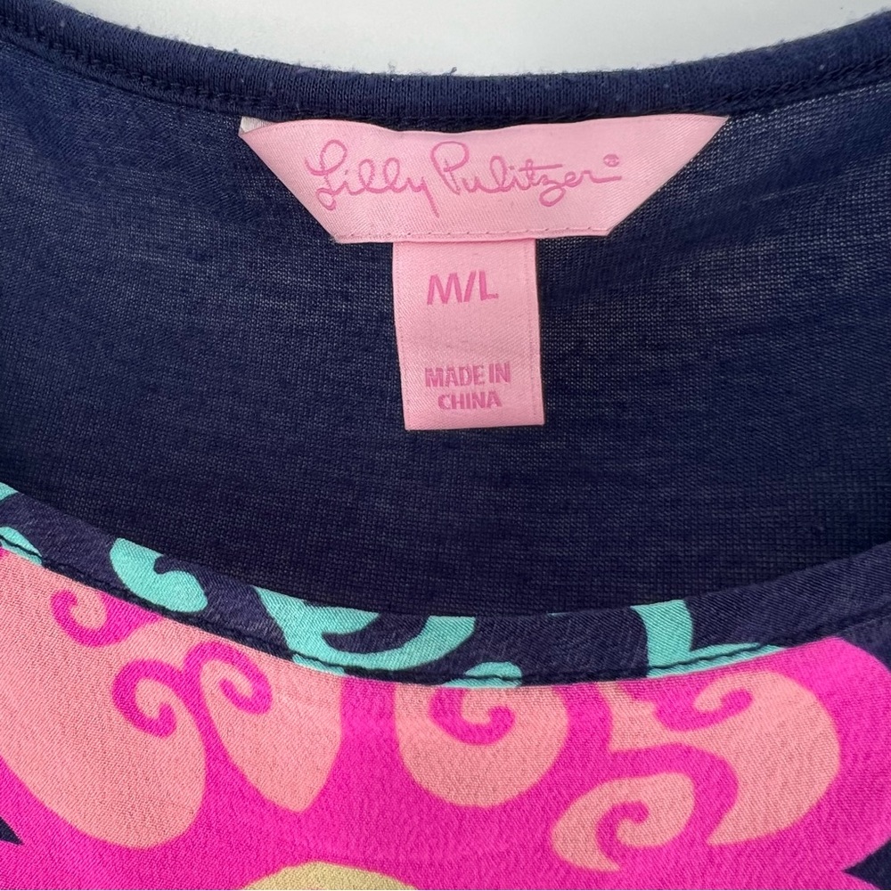 Lilly Pulitzer Marion Short Sleeve Silk Blouse Top Size Medium/Large - Picture 5 of 17
